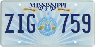 MS license plate ZIG759