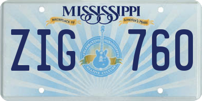 MS license plate ZIG760