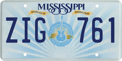 MS license plate ZIG761