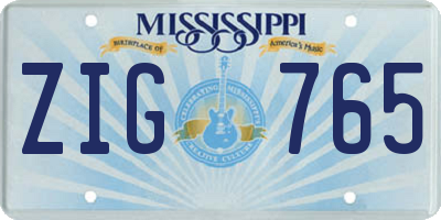 MS license plate ZIG765