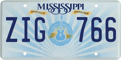MS license plate ZIG766