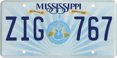 MS license plate ZIG767