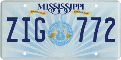 MS license plate ZIG772