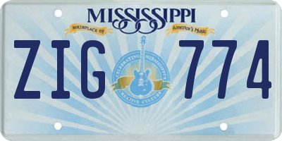 MS license plate ZIG774