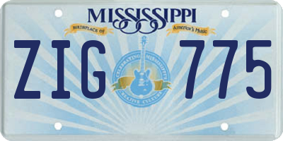 MS license plate ZIG775