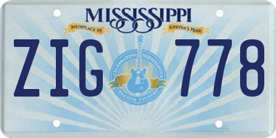 MS license plate ZIG778