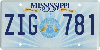 MS license plate ZIG781