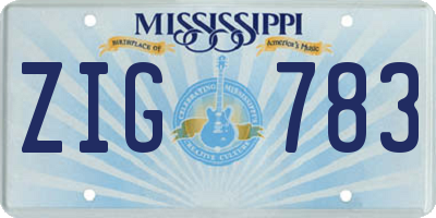 MS license plate ZIG783