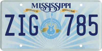 MS license plate ZIG785