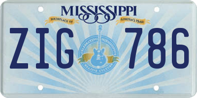 MS license plate ZIG786