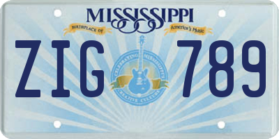 MS license plate ZIG789