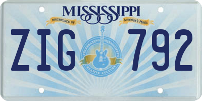 MS license plate ZIG792