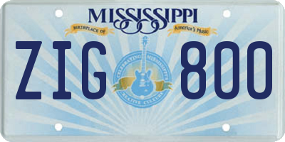 MS license plate ZIG800