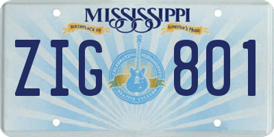 MS license plate ZIG801
