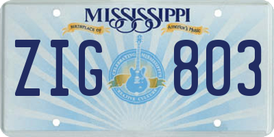 MS license plate ZIG803