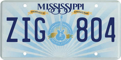 MS license plate ZIG804