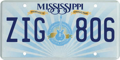 MS license plate ZIG806
