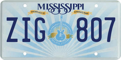 MS license plate ZIG807
