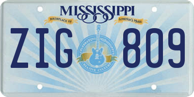 MS license plate ZIG809