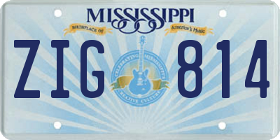 MS license plate ZIG814