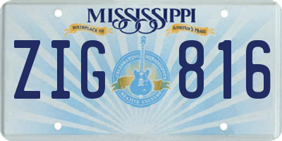 MS license plate ZIG816