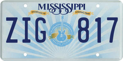MS license plate ZIG817