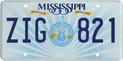 MS license plate ZIG821