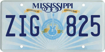 MS license plate ZIG825