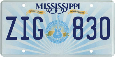 MS license plate ZIG830