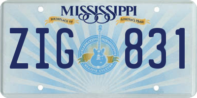 MS license plate ZIG831