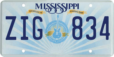 MS license plate ZIG834