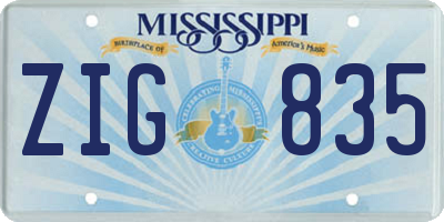 MS license plate ZIG835