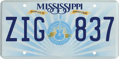 MS license plate ZIG837