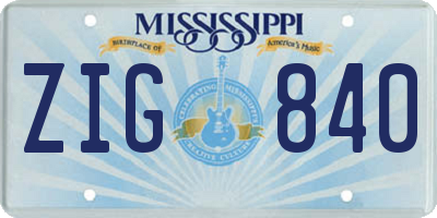 MS license plate ZIG840