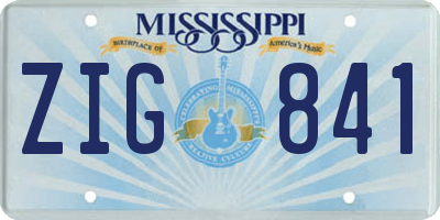 MS license plate ZIG841
