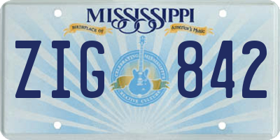 MS license plate ZIG842