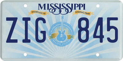 MS license plate ZIG845