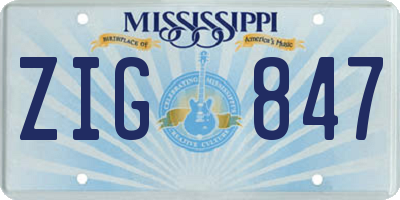 MS license plate ZIG847