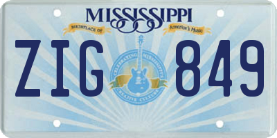 MS license plate ZIG849