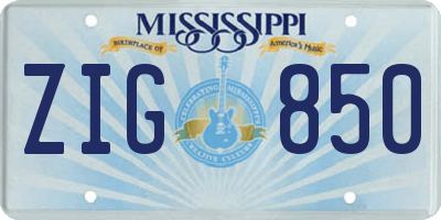 MS license plate ZIG850
