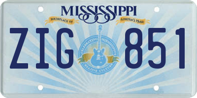 MS license plate ZIG851