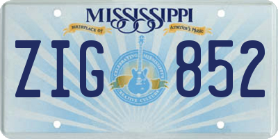 MS license plate ZIG852