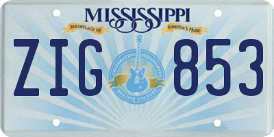 MS license plate ZIG853