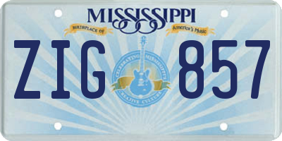 MS license plate ZIG857