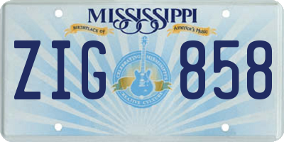 MS license plate ZIG858