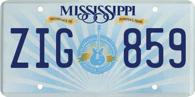 MS license plate ZIG859