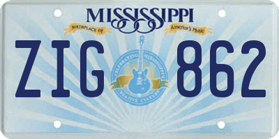 MS license plate ZIG862