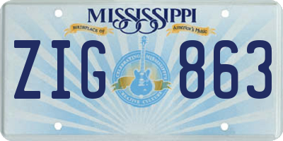 MS license plate ZIG863