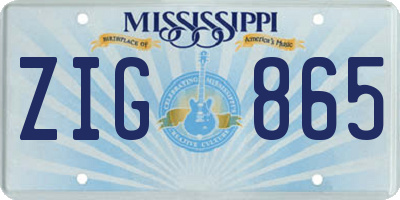 MS license plate ZIG865