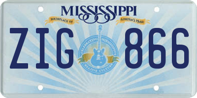 MS license plate ZIG866